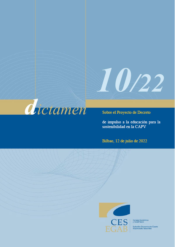 Dictamen 10/22 sobre el Proyecto de Decreto de impulso a la educación para la sostenibilidad en la Comunidad Autónoma del País Vasco