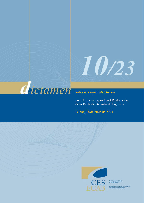 Dictamen 10/23 de 16 de junio sobre el Proyecto de Decreto por el que se aprueba el Reglamento de la Renta de Garantía de Ingresos