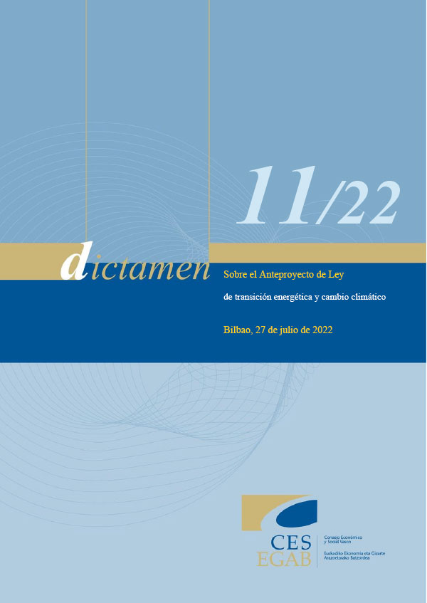 Dictamen 11/22 de 29 de julio sobre el Anteproyecto de Ley de transición energética y cambio climático