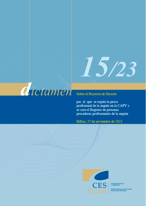 Dictamen 15/23 de 27 de noviembre, sobre el Proyecto de Decreto por el que se regula la pesca profesional de la angula en la CAPV y se crea el Registro de personas pescadoras profesionales de la angula