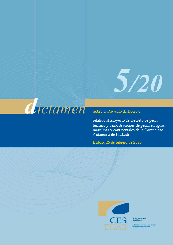Dictamen 5/20 relativo al Proyecto de Decreto de pesca-turismo y demostraciones de pesca en aguas marítimas y continentales de la Comunidad Autónoma de Euskadi