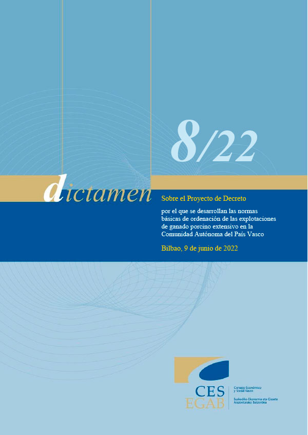 Dictamen 8/22, de 9 de junio, Proyecto de Decreto por el que se desarrollan las normas básicas de ordenación de las explotaciones de ganado porcino extensivo en la Comunidad Autónoma del País Vasco