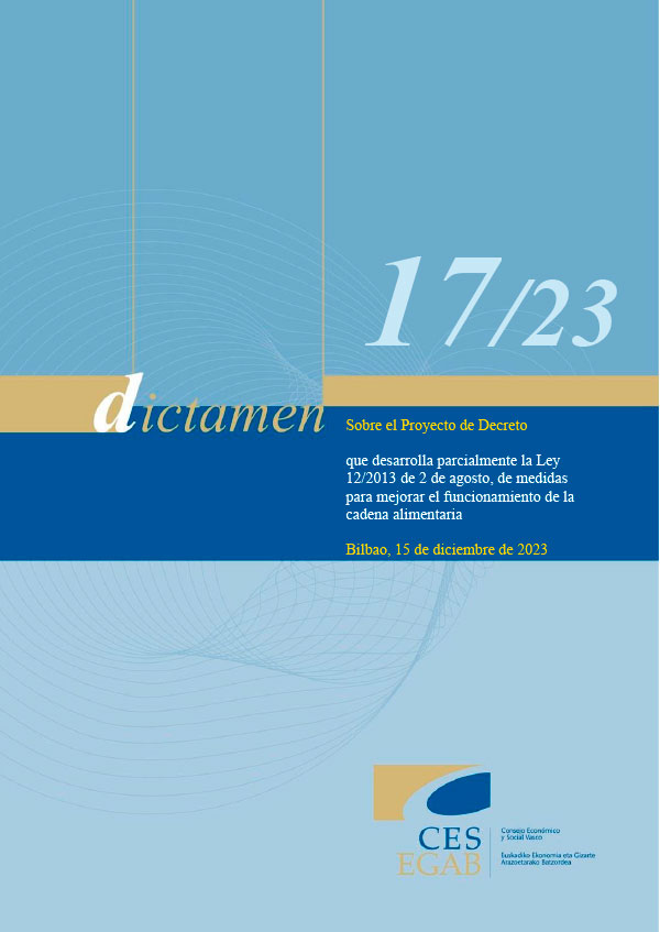 Dictamen 17/23 de 15 de diciembre, sobre el Proyecto de Decreto que desarrolla parcialmente la Ley 12/2013 de 2 de agosto, de medidas para mejorar el funcionamiento de la cadena alimentaria